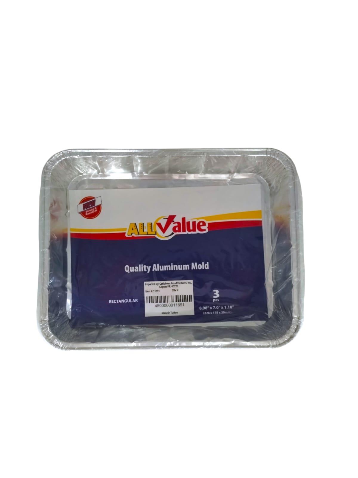 All Value-3pcs Molde de Aluminio de Alta Calidad 8.98" x 7.0" x 1.18"