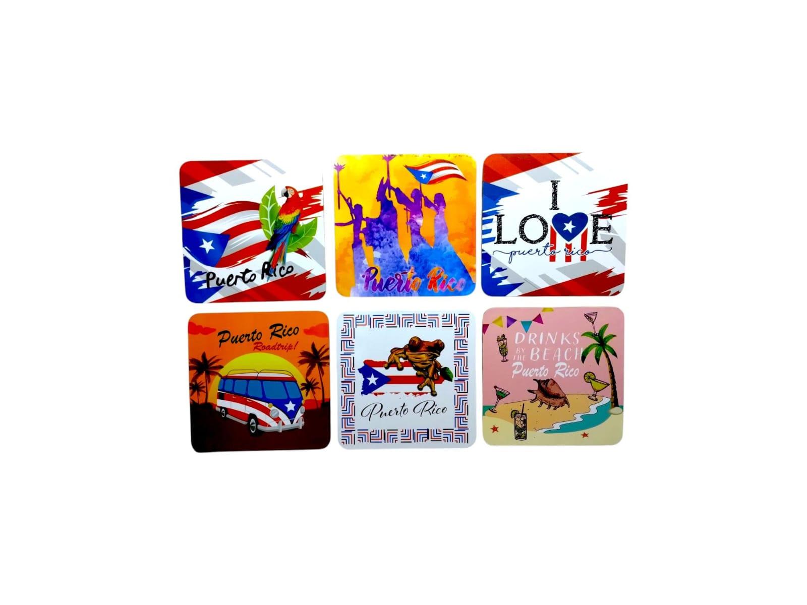 Souvenirs - Set de 6 Coasters Cuadrados de Puerto Rico