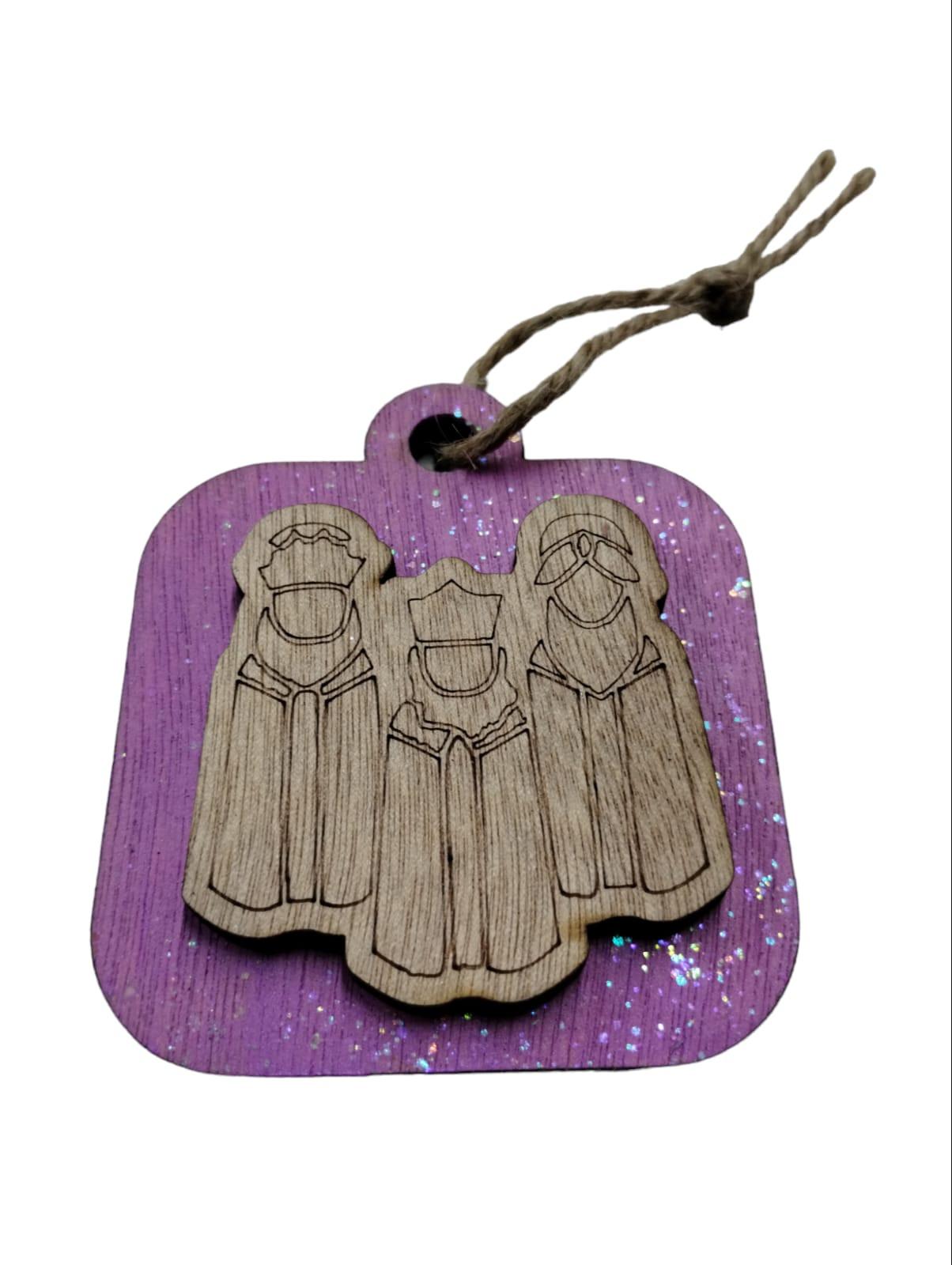 Artesanía en Madera - Ornamentos Tres Reyes Magos en Relieve (de frente) 3'' aprox.
