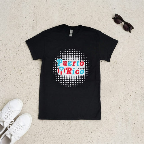 Souvenir de Puerto Rico - Camisas Negras con Logo sobre Puerto Rico T-SHIRT (Size Niño)