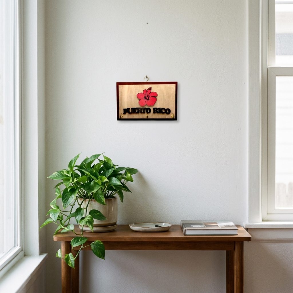 Souvenir de Puerto Rico- Placa de Madera para Llaves