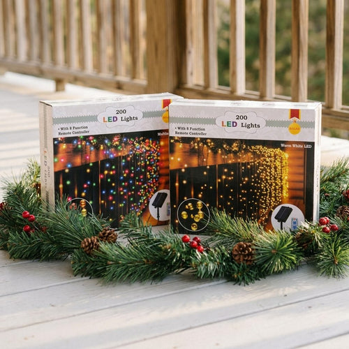 Solar Christmas Lights | 200 LED w/ Remote Control | Warm & Multi Color