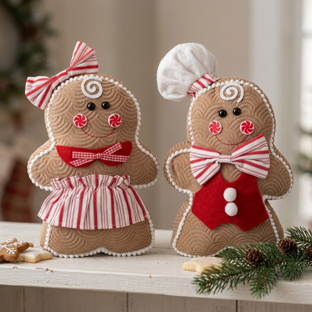 Figuras Navideñas de Peluche | Muñecos de Jengibre Niña y Niño - 13"