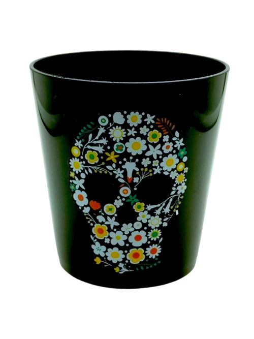 Halloween - Glass with Skull in Flowers