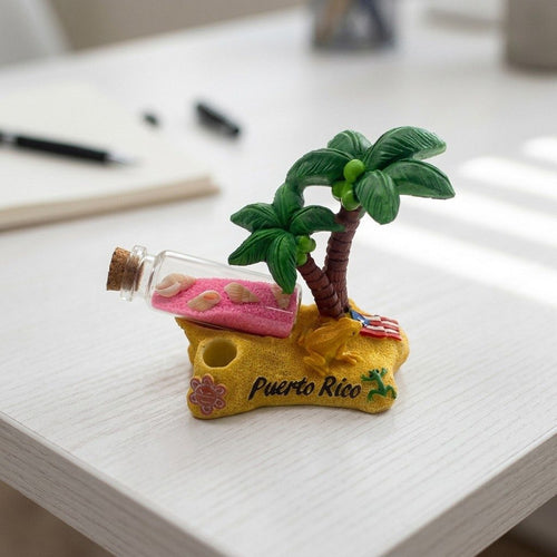 Souvenirs de Puerto Rico - Lapiceros con Botella / Palmas (8.3cm)