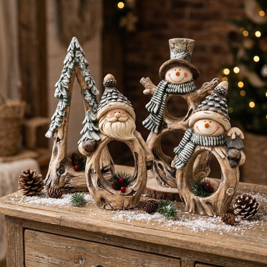 Figuras Navideñas de Cerámica | Árbol, Santa y Snowman