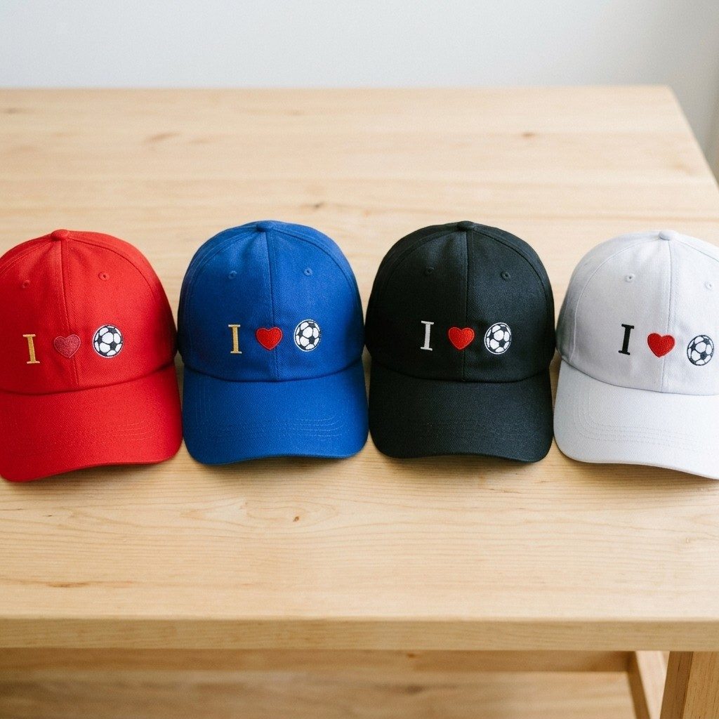 Gorra Ajustable Bordada "I Love Soccer" – Diseño Deportivo Unisex