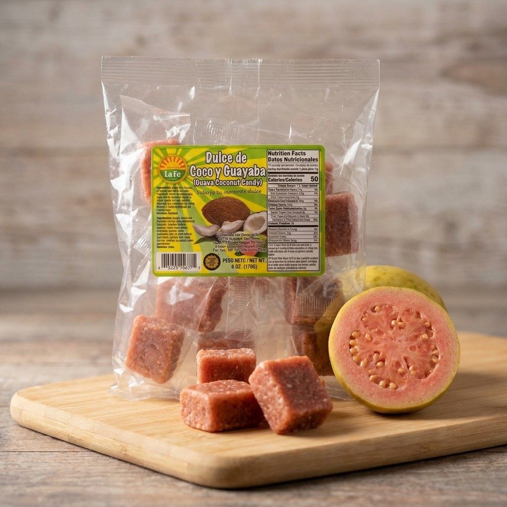 Dulces La Fe - Dulce De Coco Y Guayaba 6oz (Guava Coconut Candy)