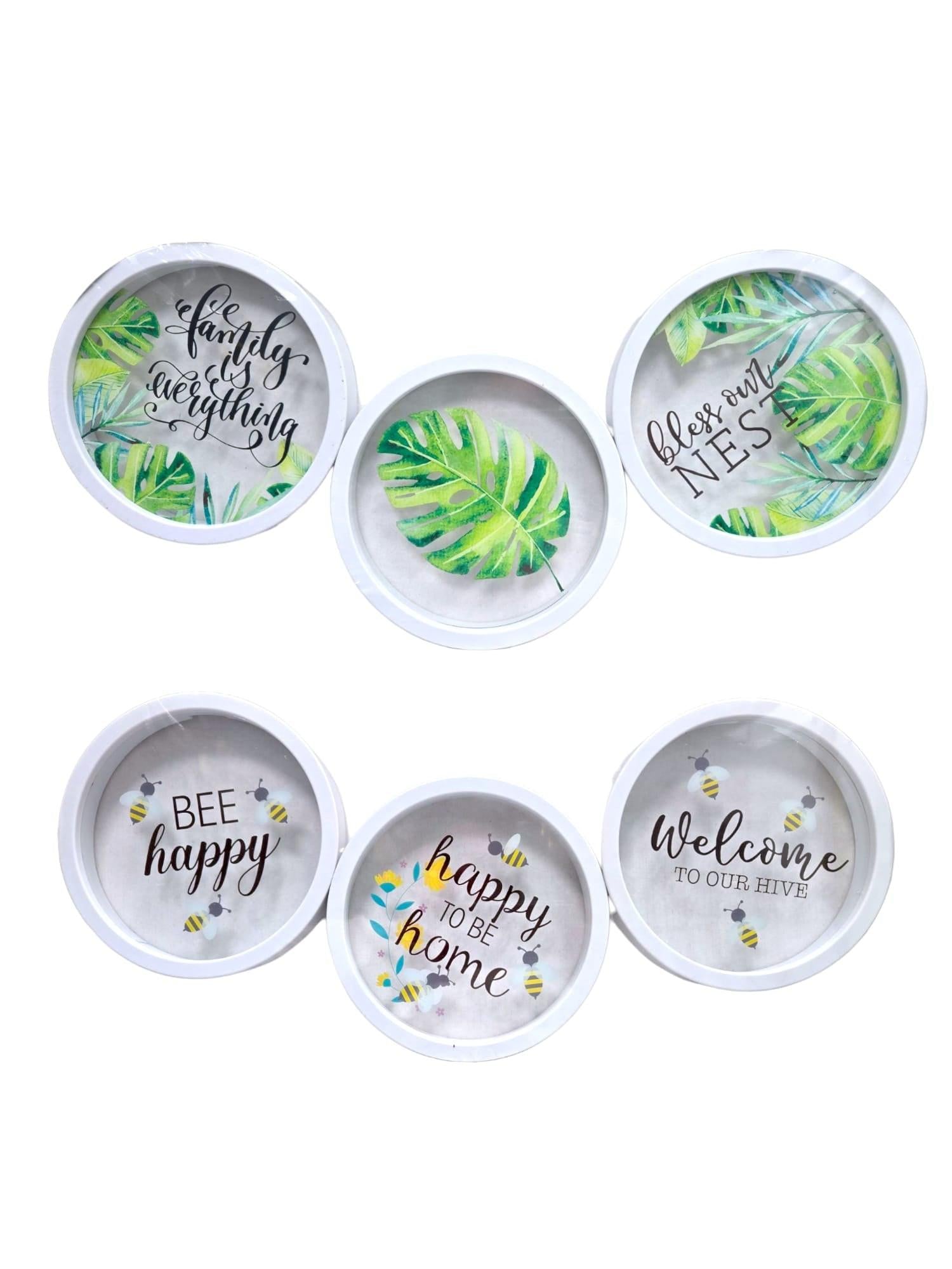 AW Home- Plastic Wall Plaque Set of 3 Single Plat