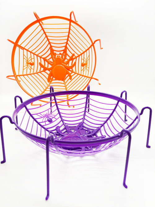 Halloween - Plastic baskets, spiderweb design 11" (colors to choose)