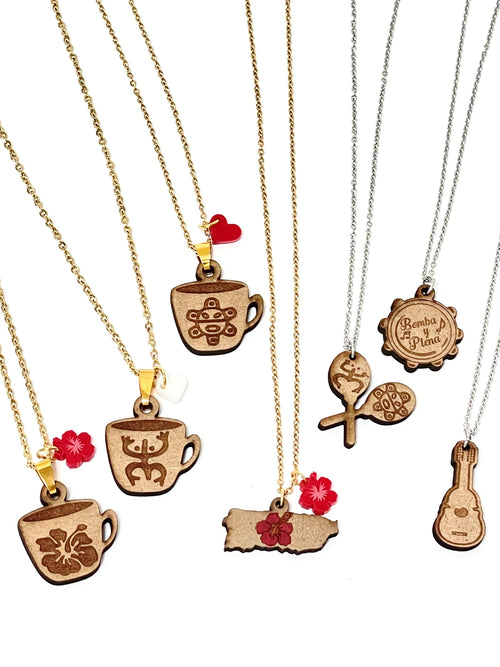 Puerto Rican Craft - PR Souvenir Necklace 10.5" (styles to choose from)
