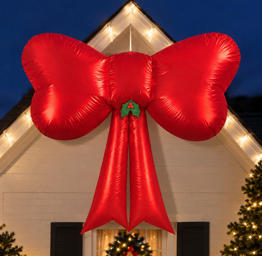 Inflable Navideño | Lazo Decorativo Rojo | 4.5 Pies