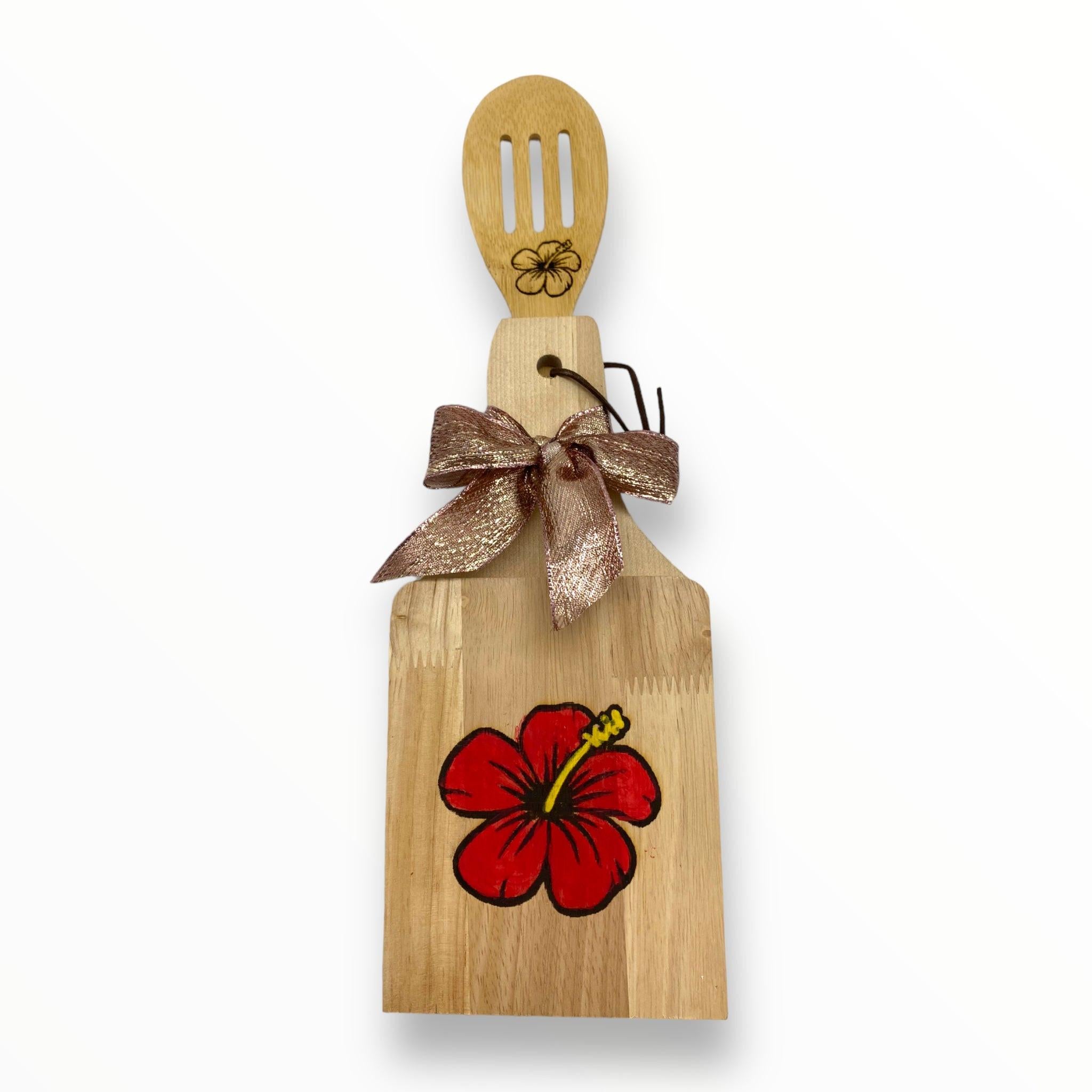 Artesanía en Madera - Set Tostonera y Cuchara B (Puerto Rico/Navidad)