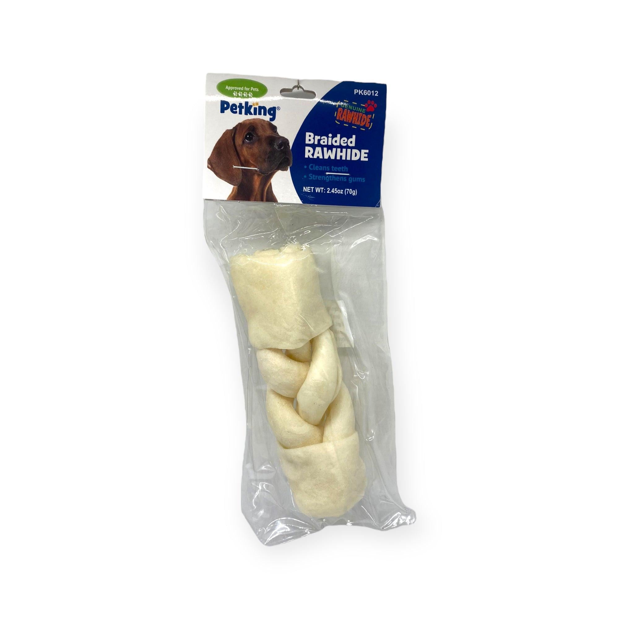 PetKing - Hueso de Cuero Crudo Trenzado 2.45oz