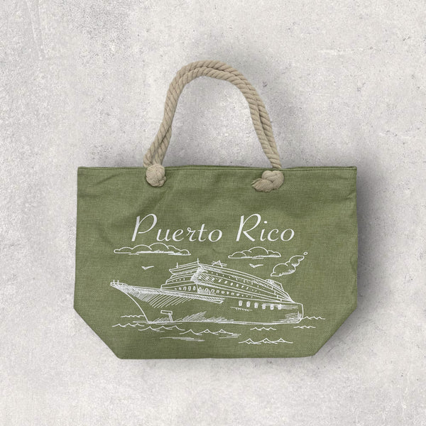 Souvenirs de Puerto Rico - Bolsos de Playa / Color Verde Pastel
