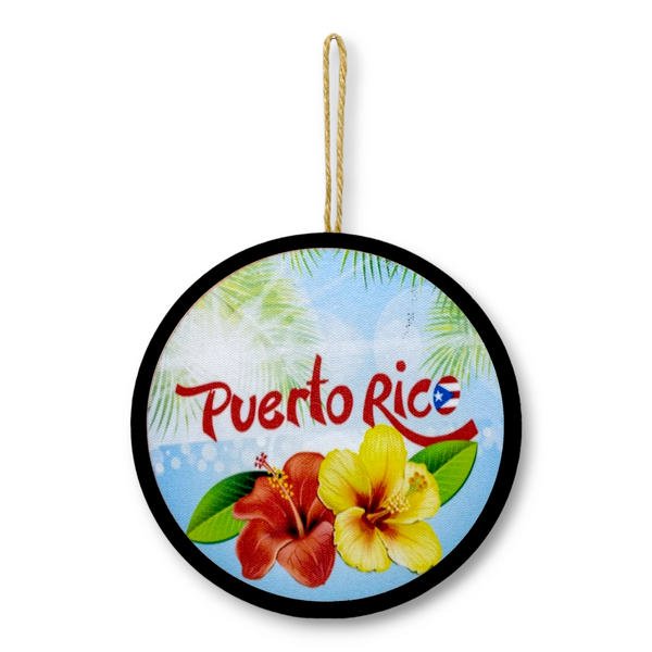 Souvenir de Puerto Rico - Placa de Madera Colgante Redonda (6.4" x 6.4")