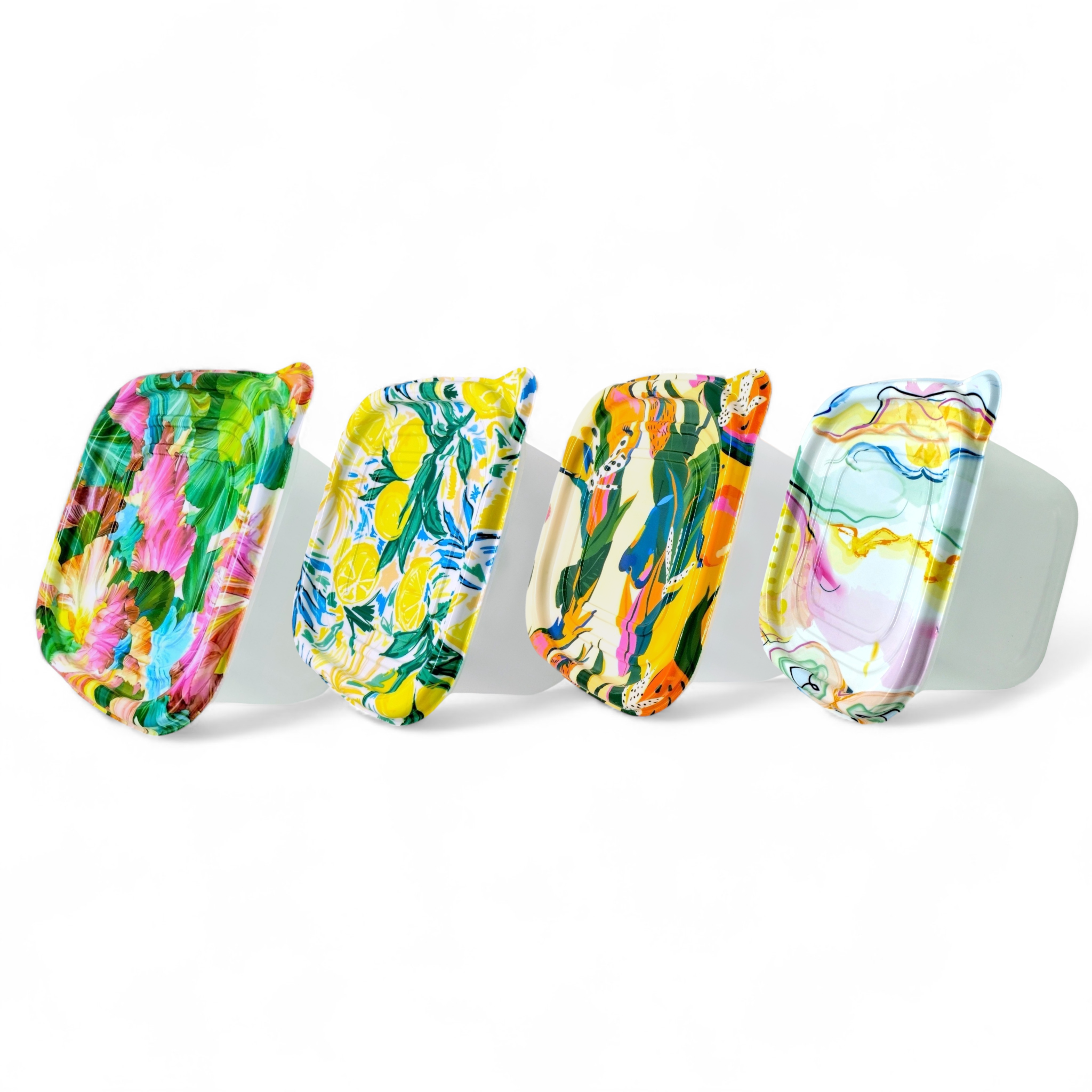 Contenedores Plásticos Cuadrados y Tapas Impresas (12pcs)