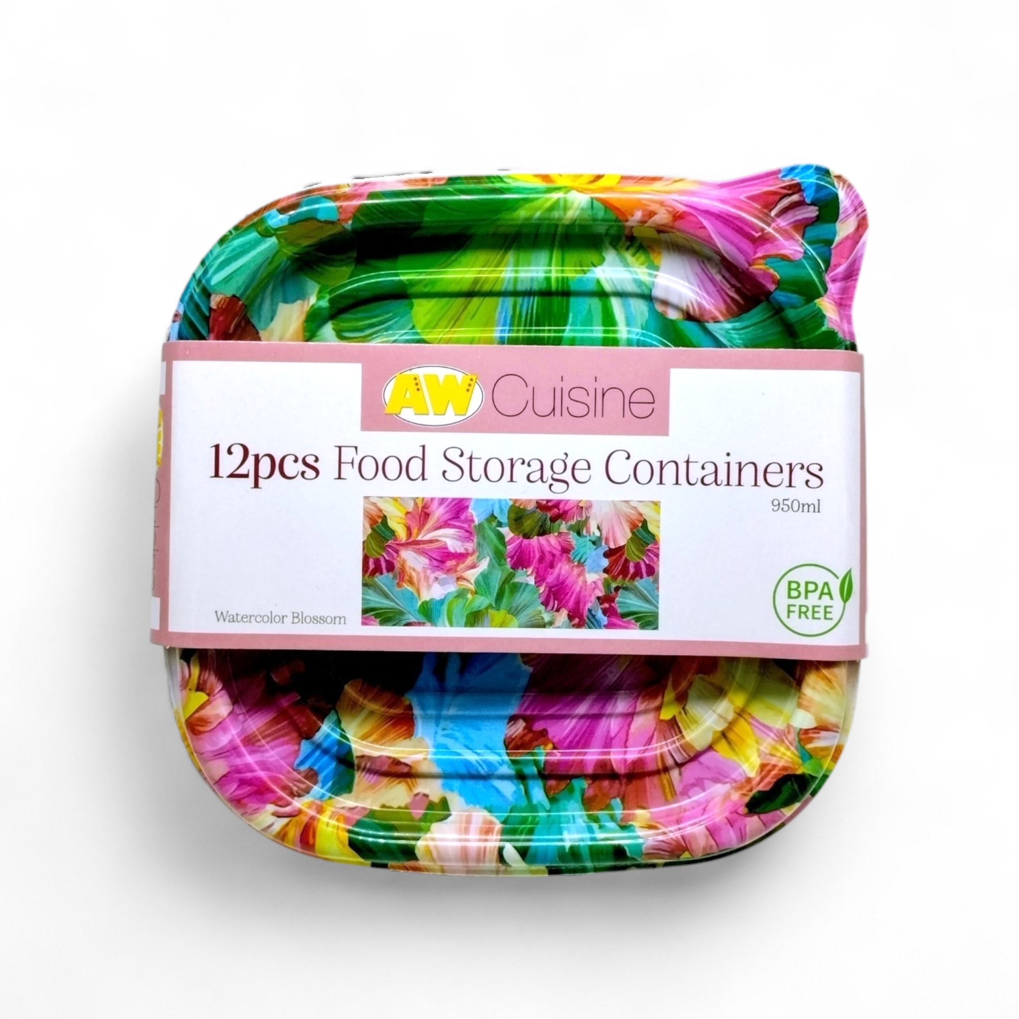 Contenedores Plásticos Cuadrados y Tapas Impresas (12pcs)