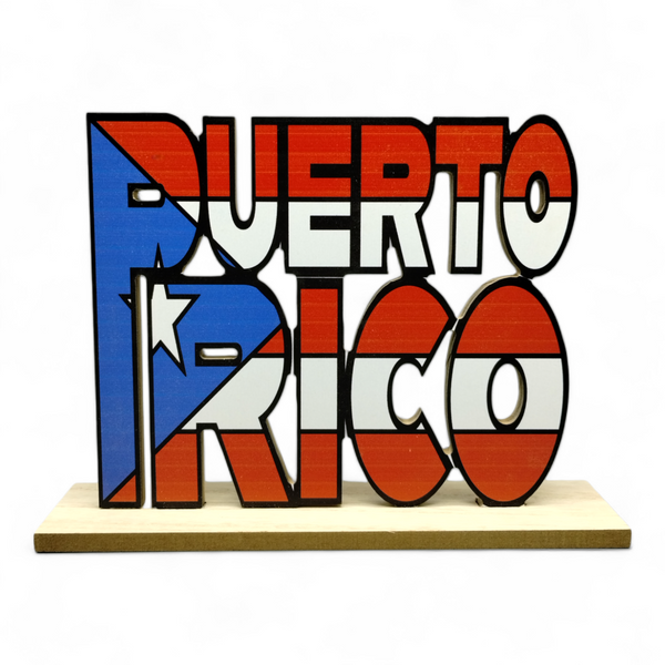 Souvenirs de Puerto Rico - Placa de Madera con soporte (23.5cm x 5 x 17.5cm)