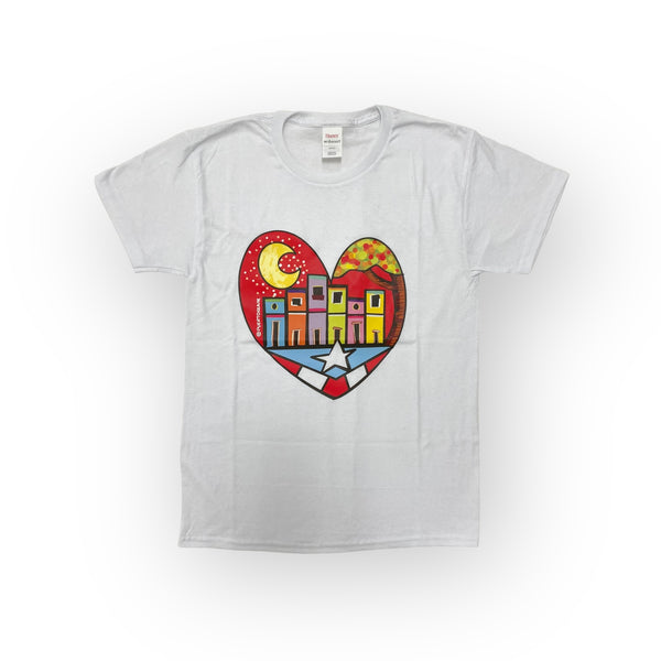 T-Shirts PUERTORRA - Corazón con Casitas de San Juan (Size de Adulto)