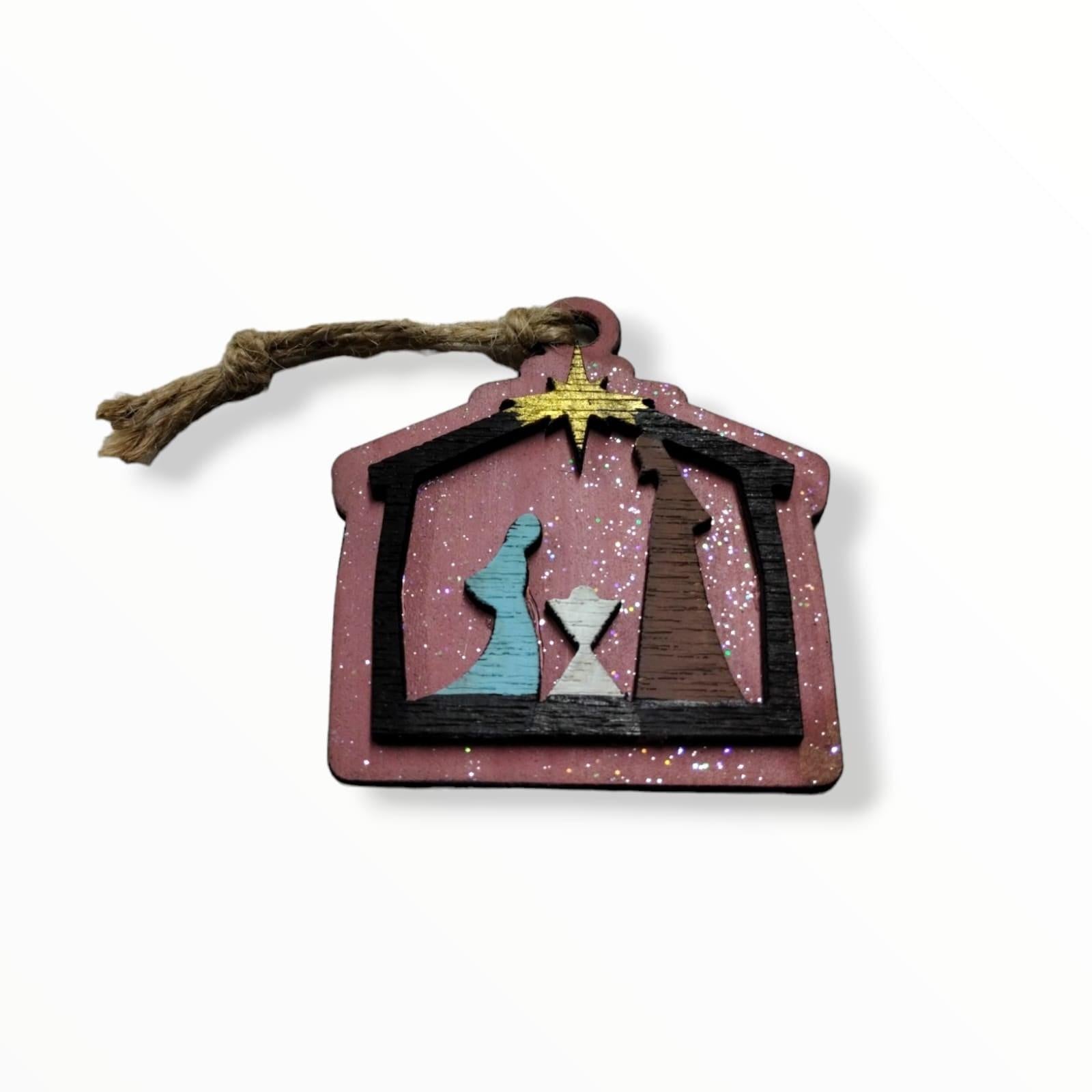 Artesanía en Madera - Ornamentos Nacimiento Casita