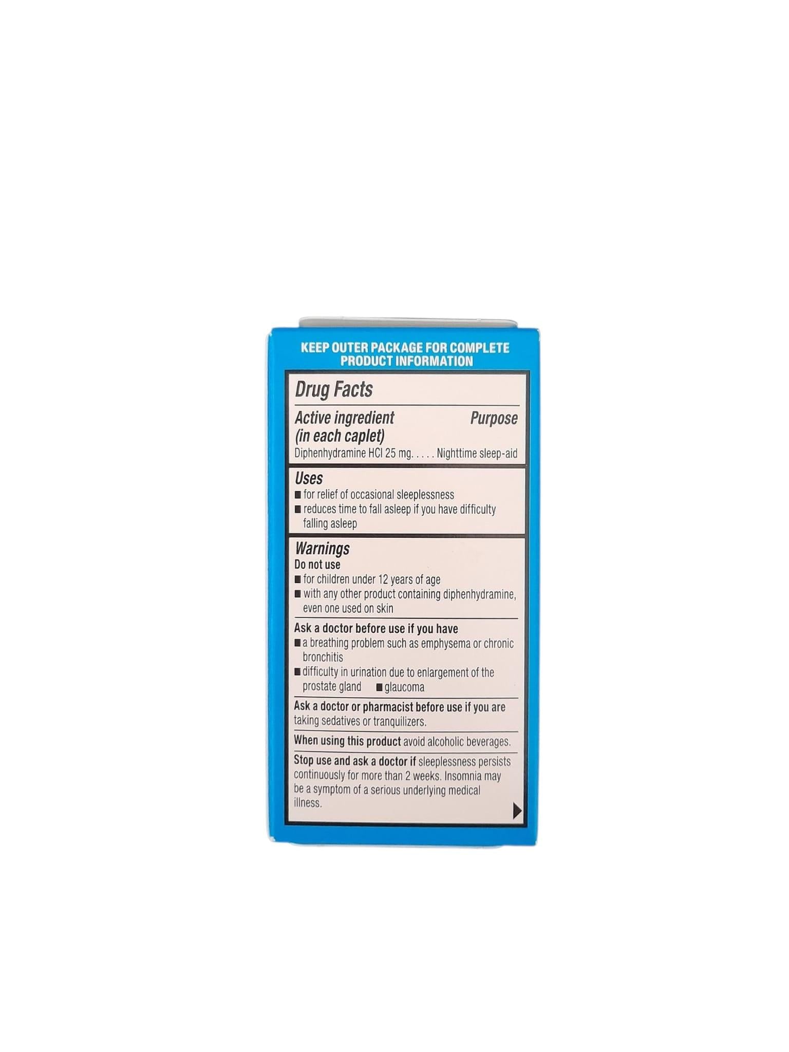 Nighttime Sleep Aid Diphenhydramine HCI 25 mg.