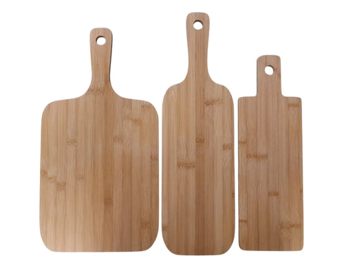 Variedad de Tablas de Bambú Rectangulares con Mango.