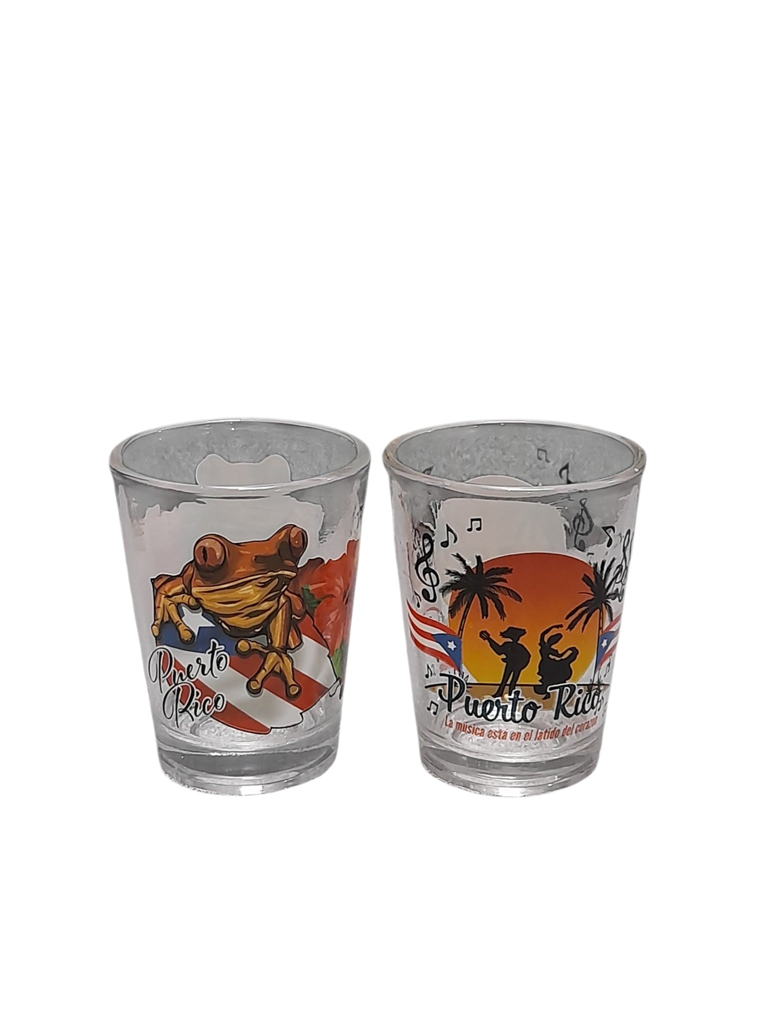 Souvenir - Set de 2 Shot Glasses de diseños Boricuas