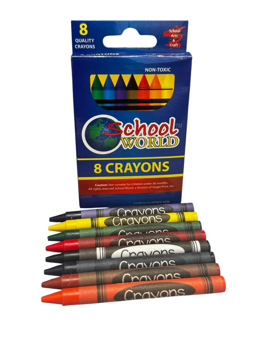 School World - Caja de 8 Crayones No Tóxicos