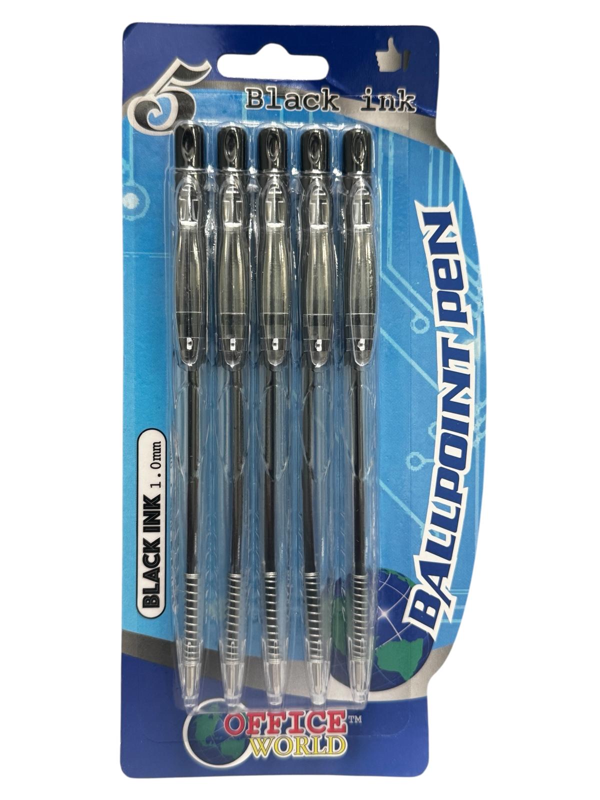 Office World - Ballpoint Pens 1.0 mm | Set de 5 Bolígrafos
