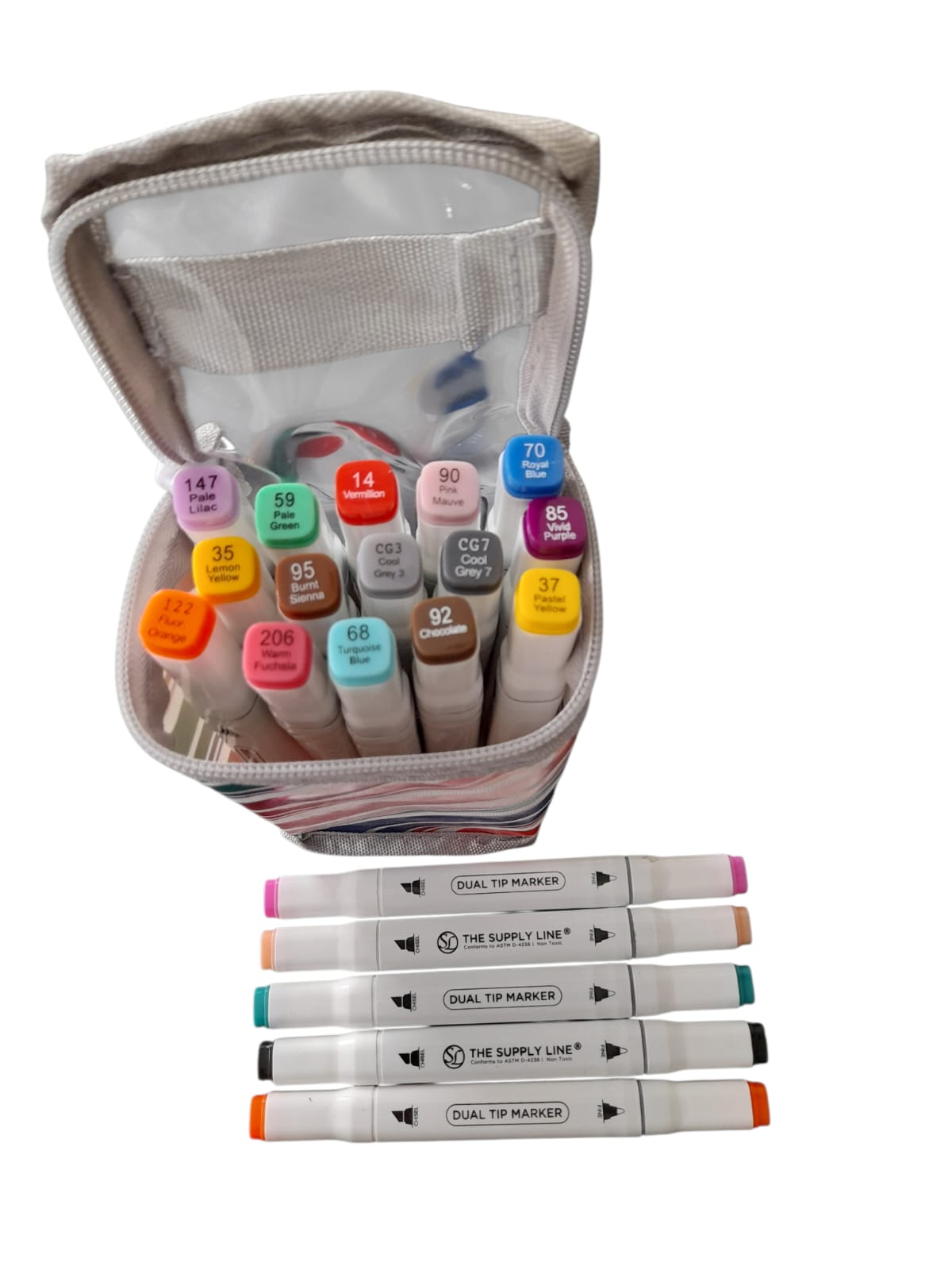 Dual Tip Markers con Estuche | Punta Fina y Chisel - Set de 20