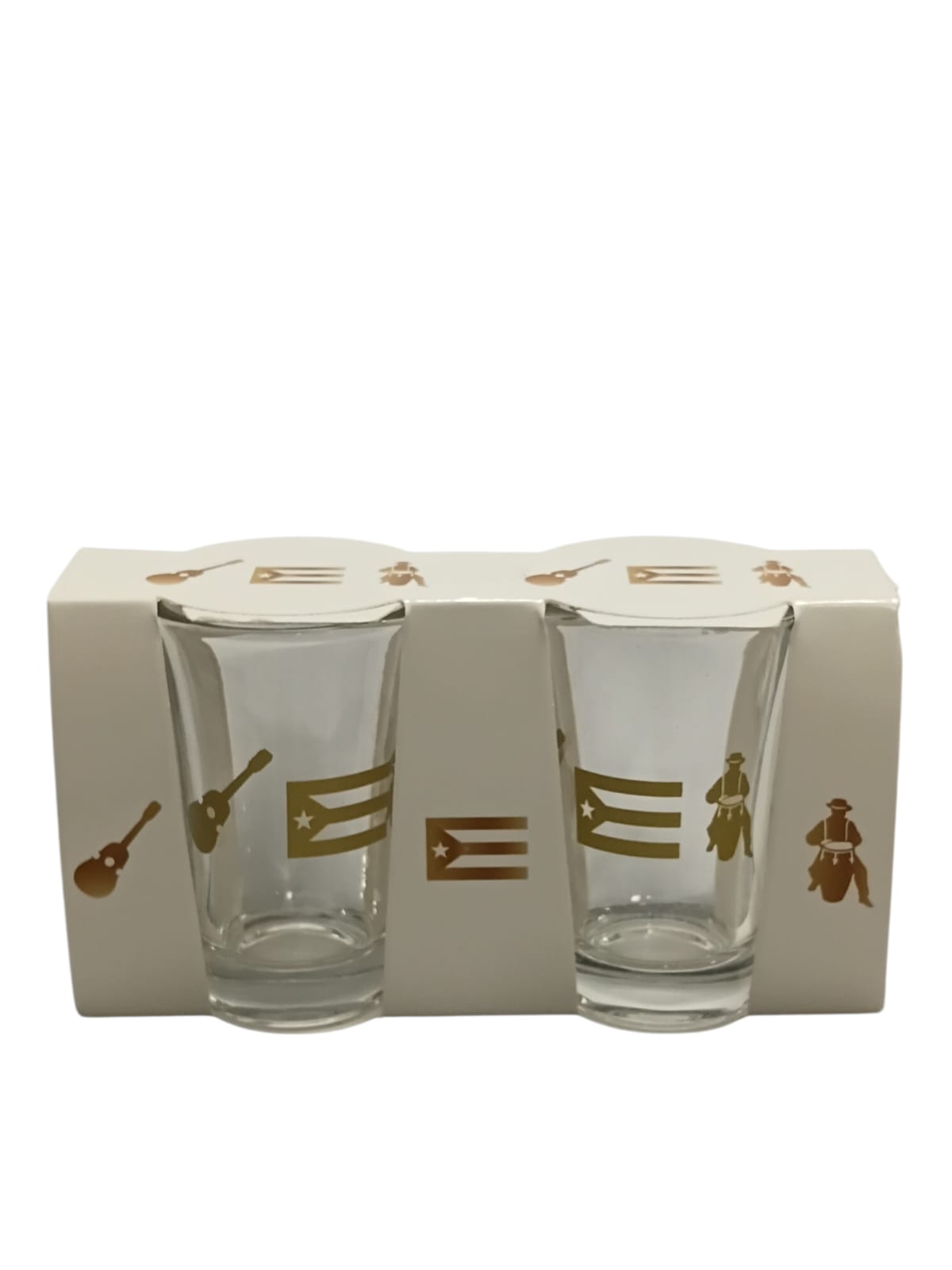 Souvenir - Puerto Rico 2 PC Shot Glass | Gold Design