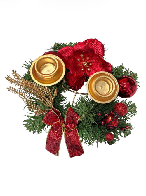 Candle Holder Navideño Doble | Decoración Festiva | 3 Estilos