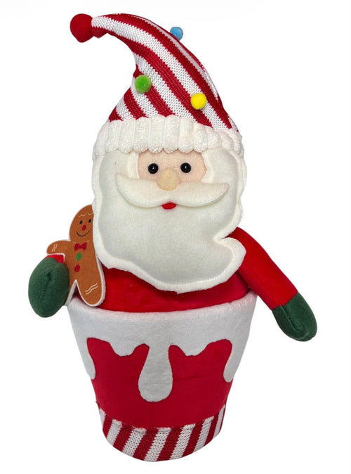 Plush Christmas Pot | Santa, Snowman & Gingerbread | 12.2in