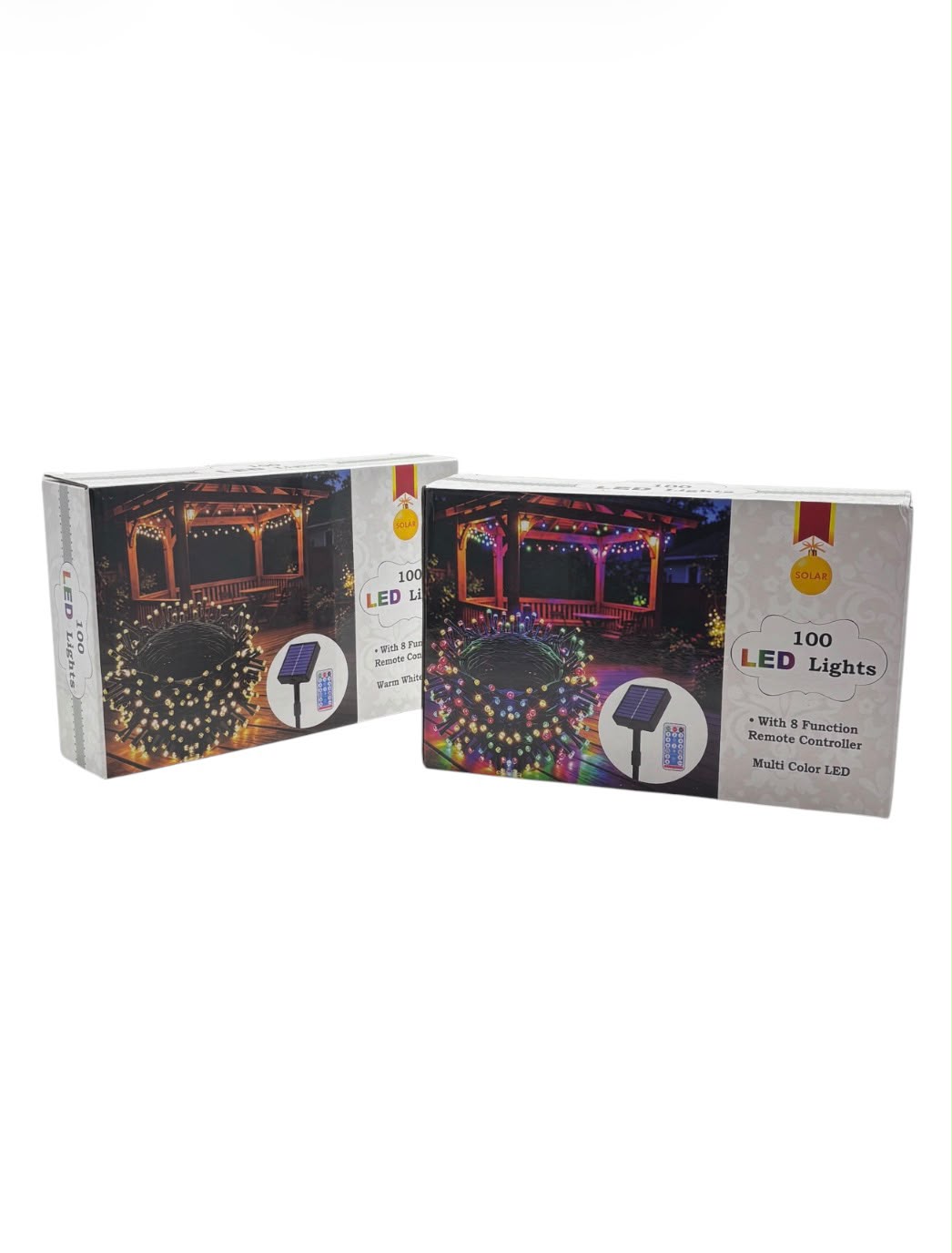 Solar Christmas Lights | 100 LED w/ 8 Functions | Warm White & Multi Color