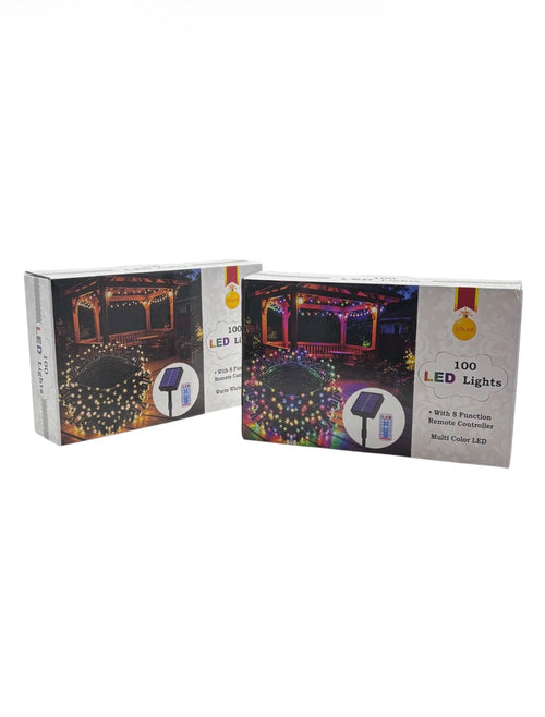 Solar Christmas Lights | 100 LED w/ 8 Functions | Warm White & Multi Color