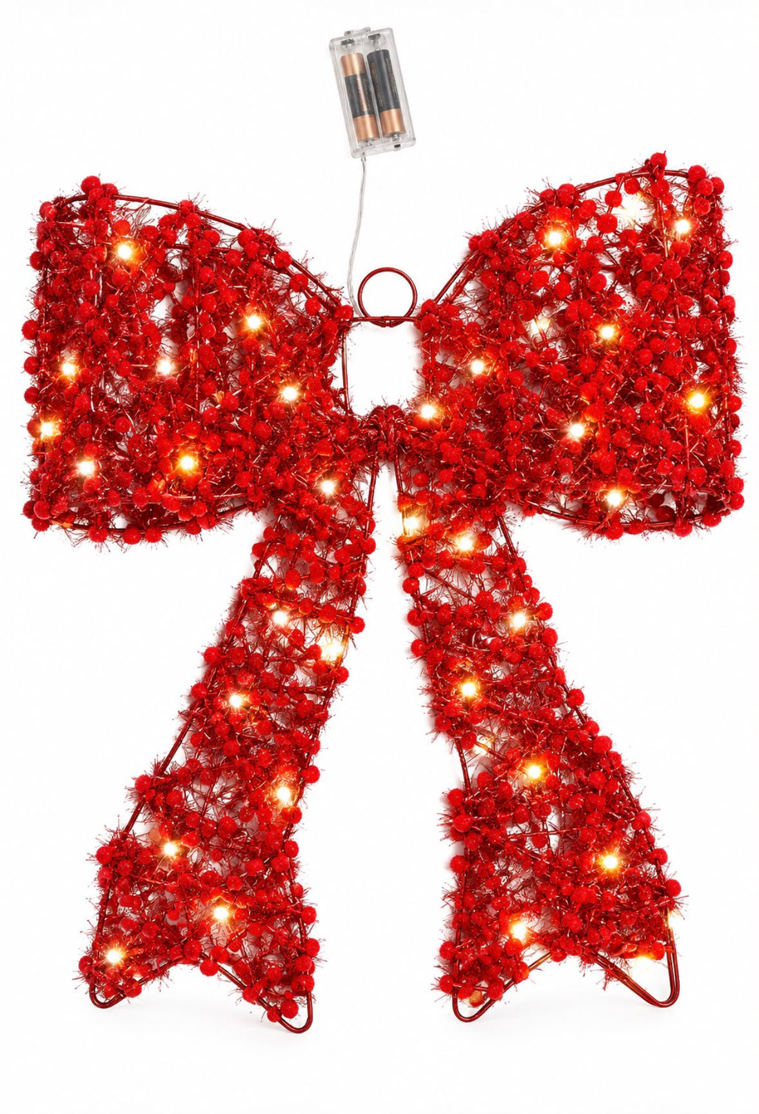 Red Christmas Bow with Warm Light | 15.7" (Grande)
