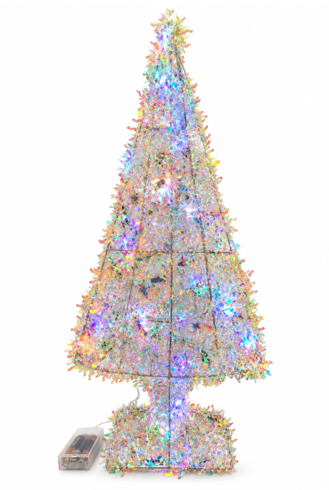 Tinsel Xmas Tree Decor w/ Cool Light | 19.7"