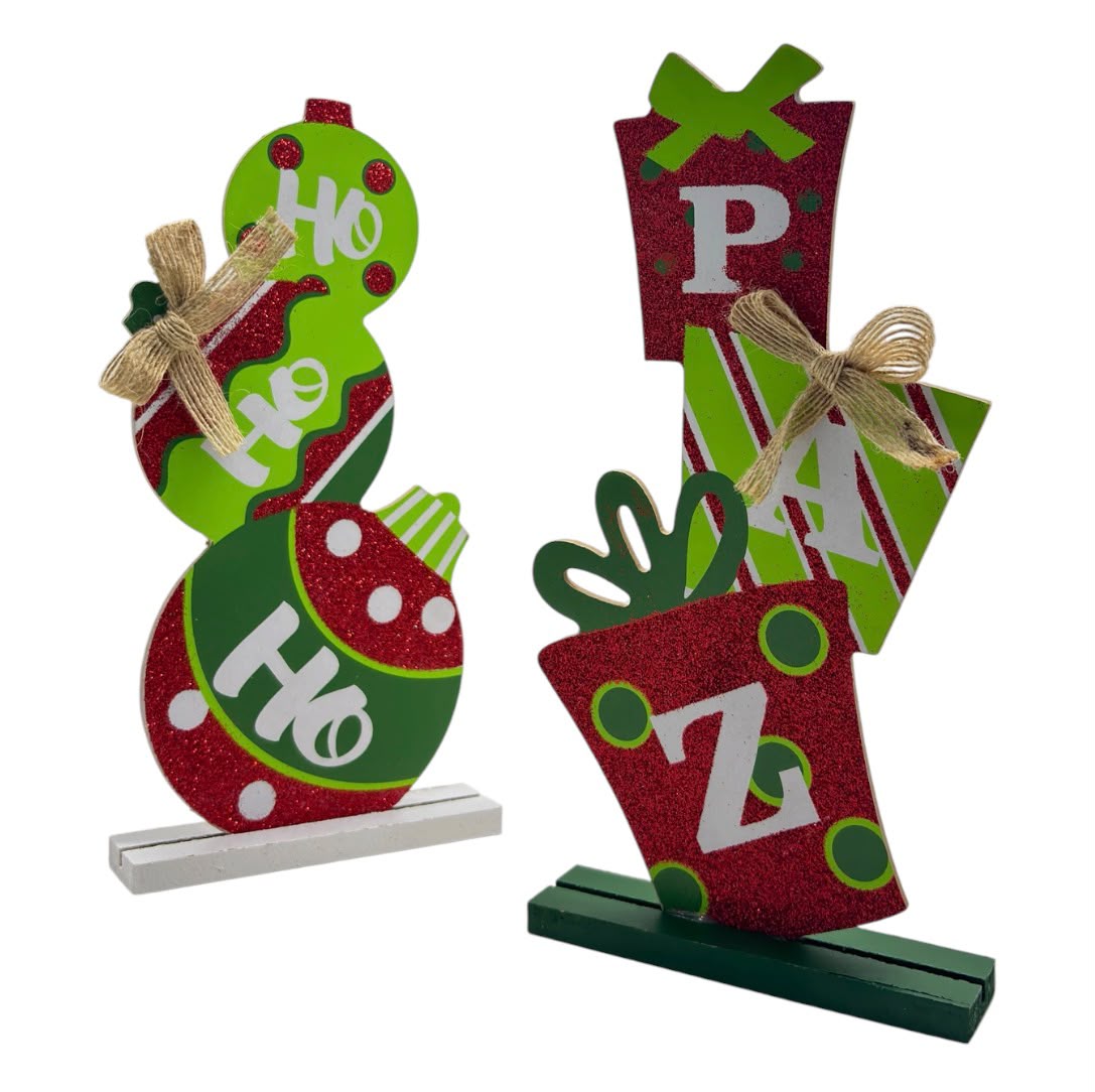XMAS | Wooden Decorative Plaques | "Ho Ho Ho" & "Paz" | 9.2"