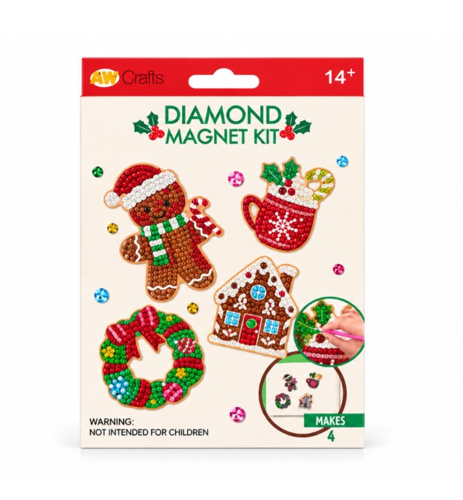 Manualidades | 4 Pc Christmas Diamond Magnet Kit | 2 Estilos