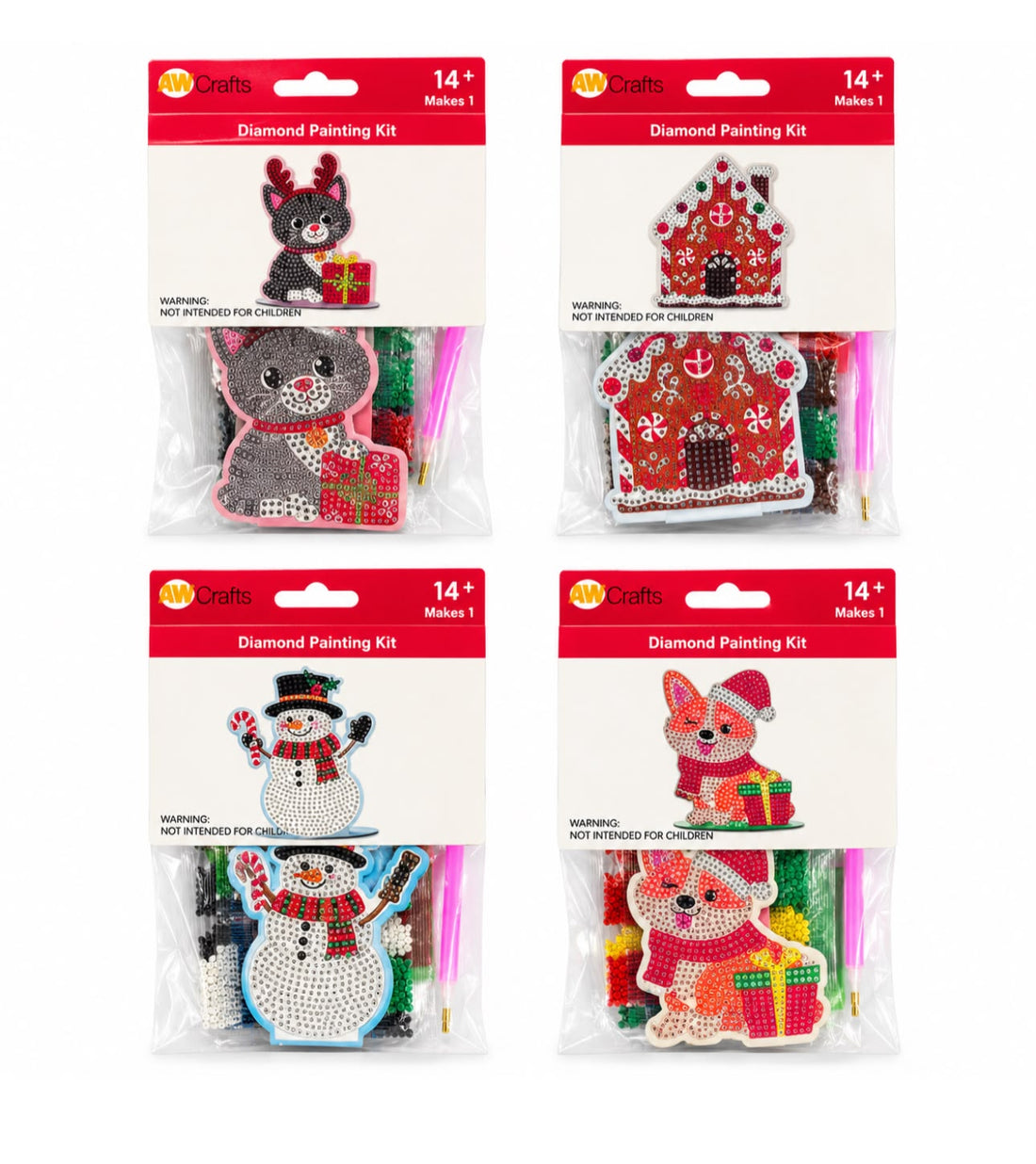 Christmas Diamond Art Craft Kit | 4 Designs | Ages 14+