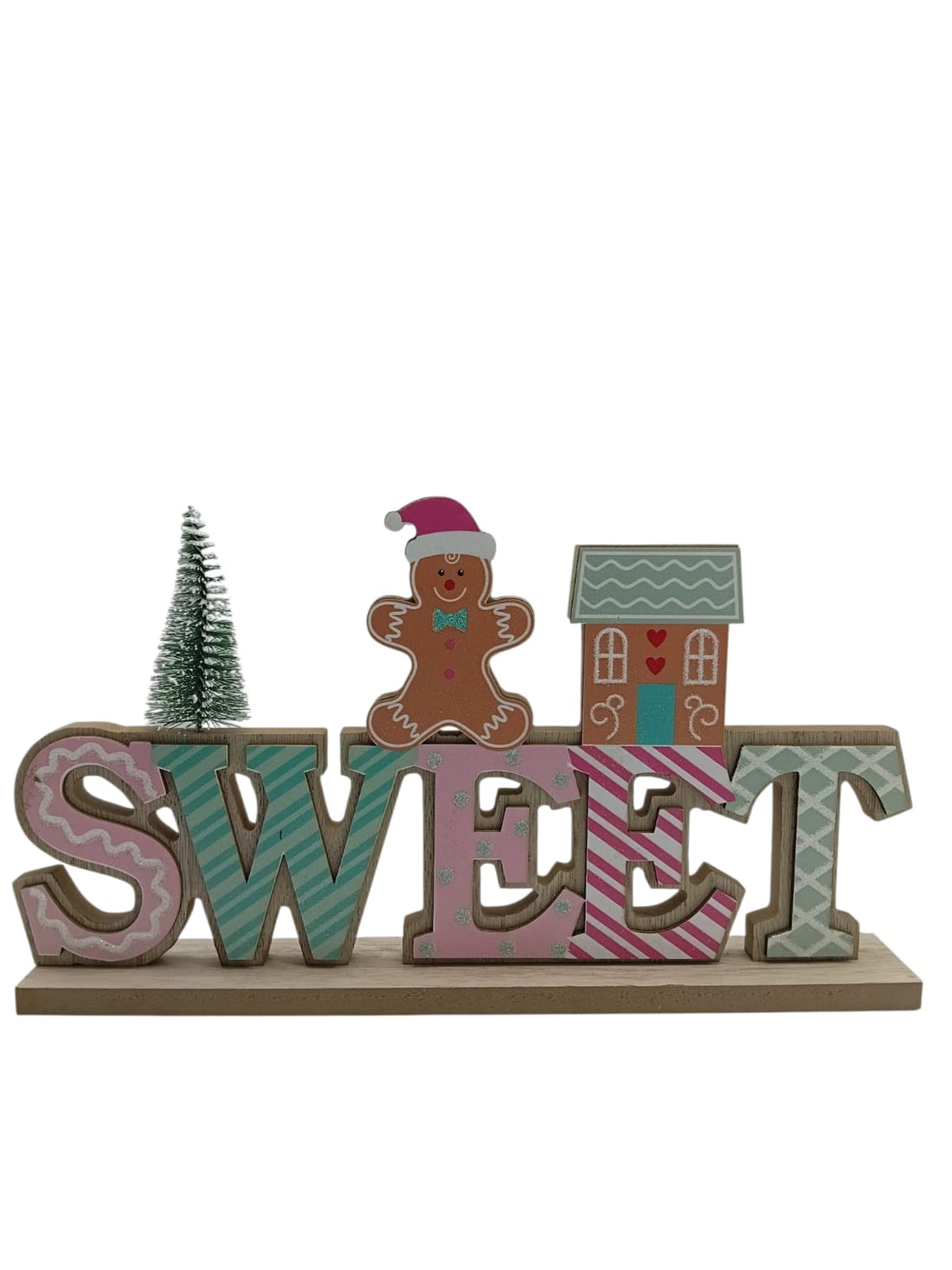 Gingerbread Christmas Wooden Table Decor "Sweet" | 11"