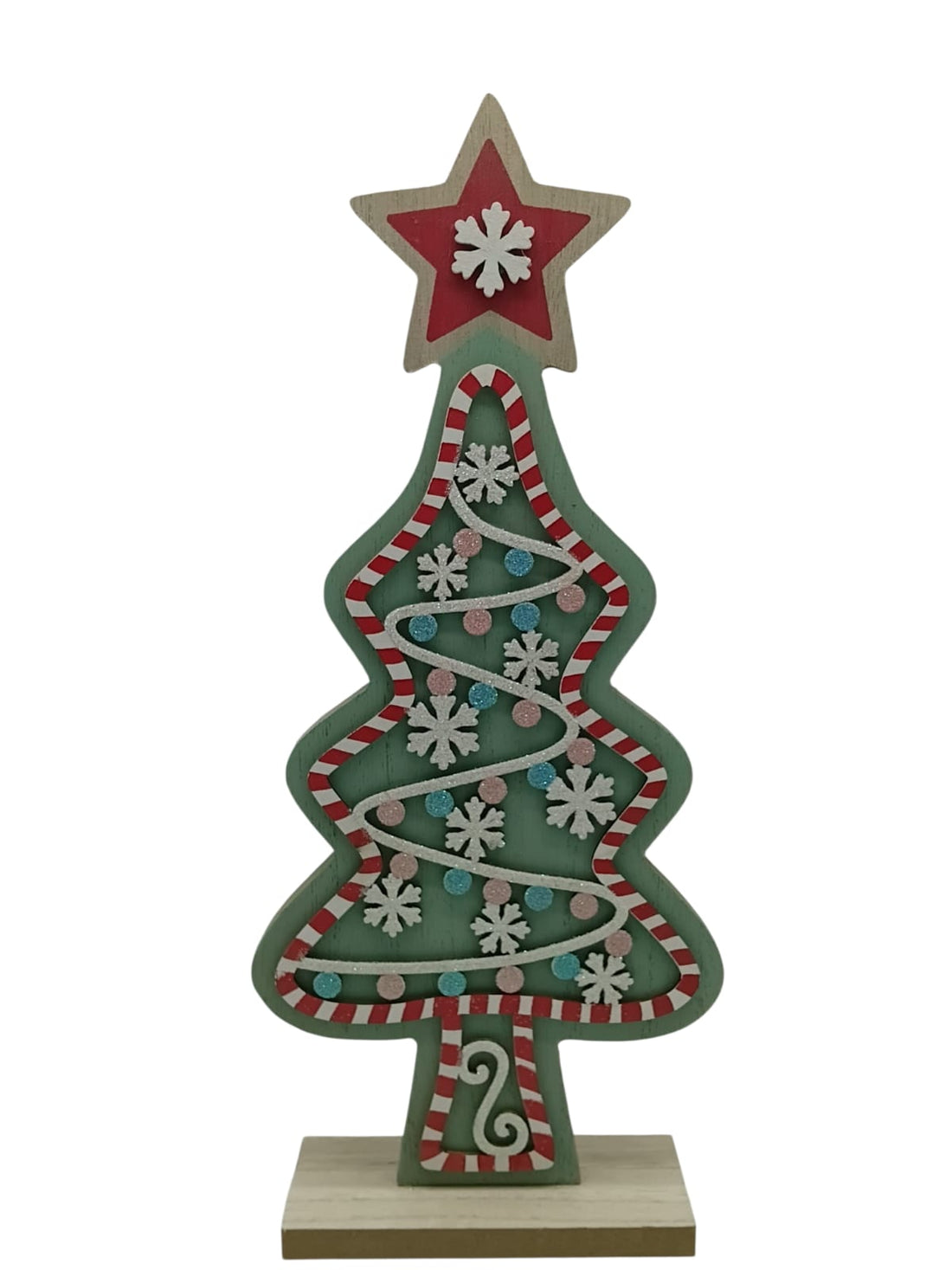 Pastel Candy Cane & Gingerbread Christmas Tree Plaque Decor (2 Estilos)