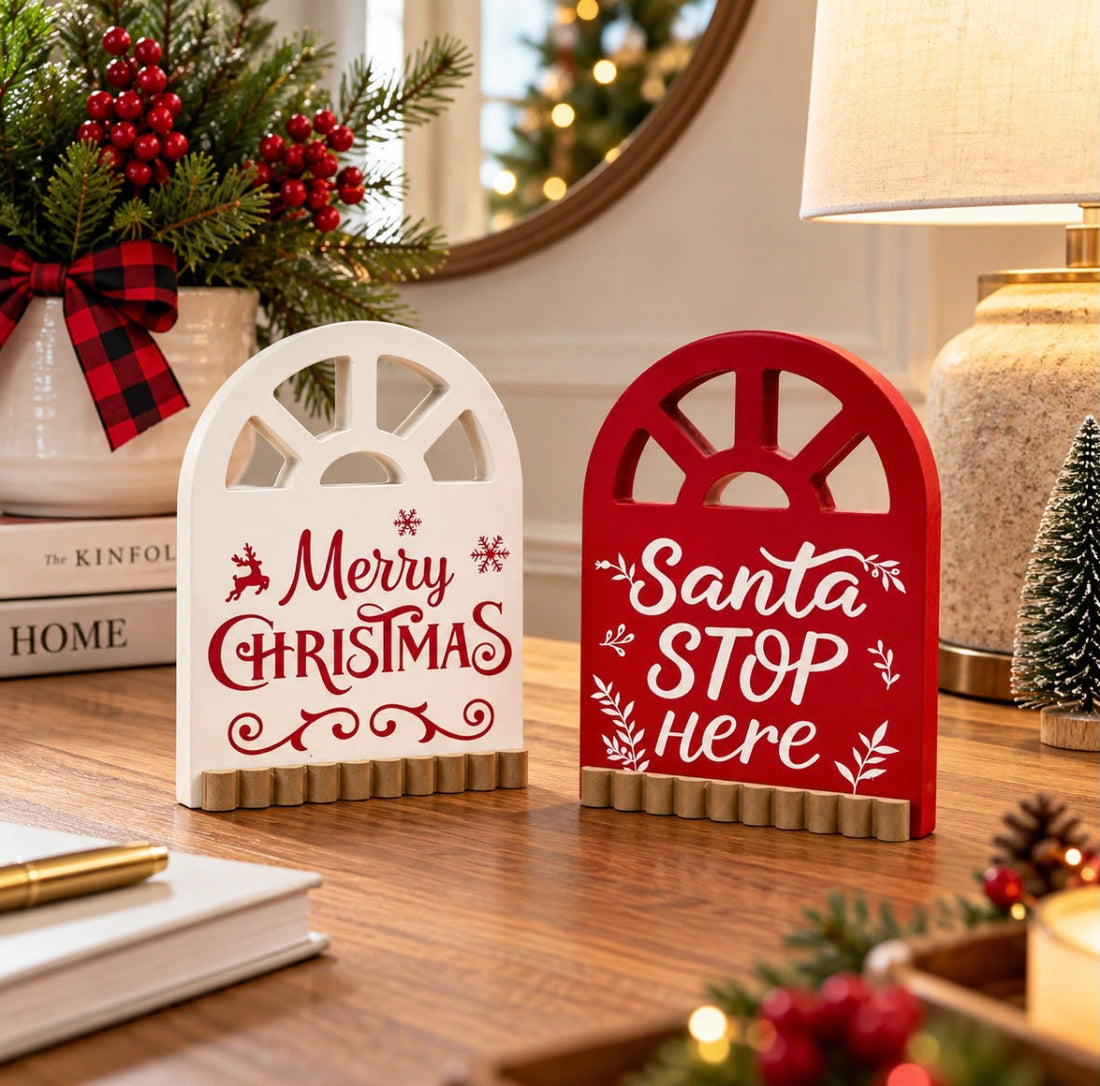 Christmas Wooden Table Decor 3.9" x 5.5" | 2 Styles