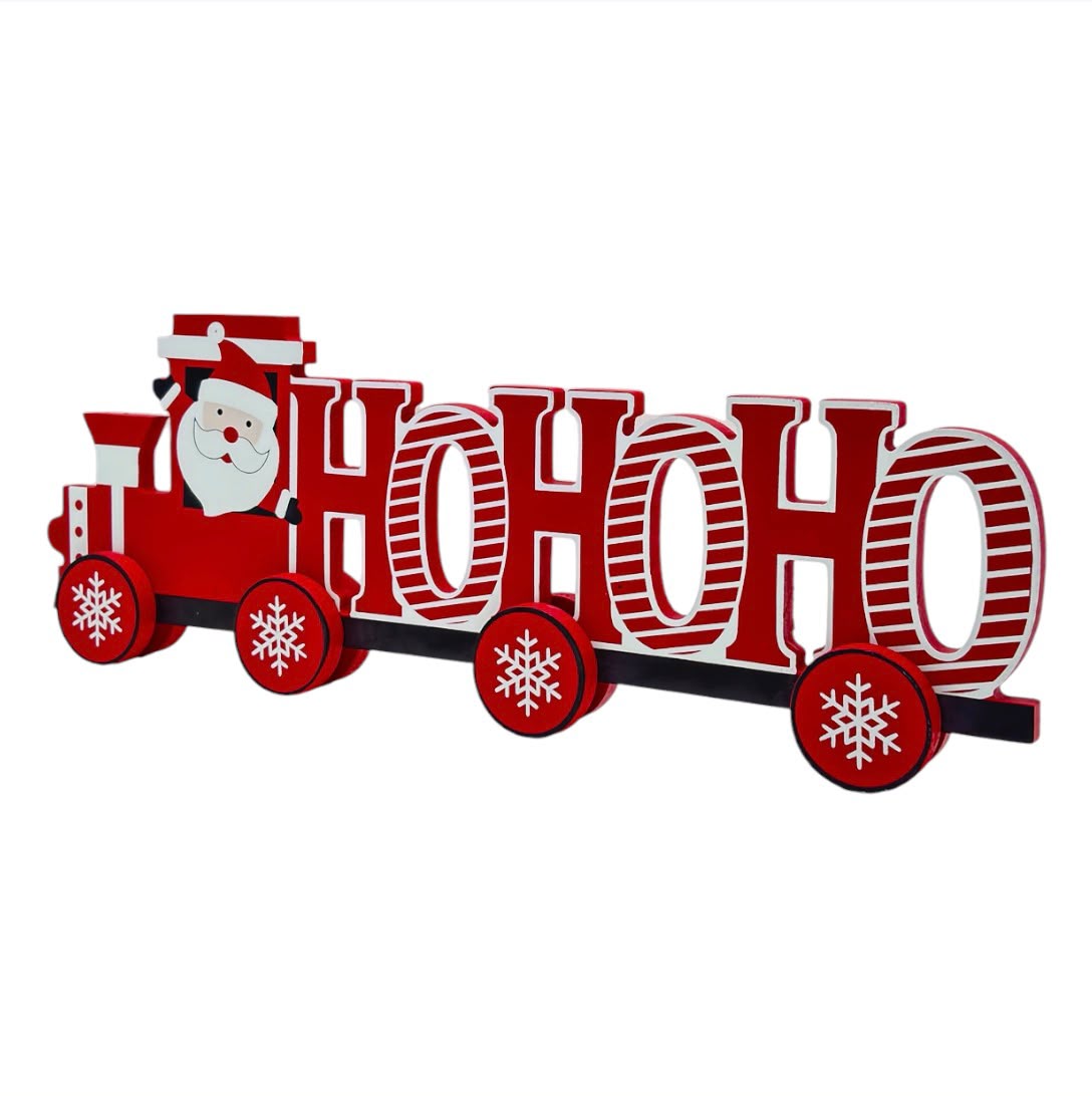Decoración Navideña de Mesa | Santa en Tren "HO HO HO" 15.7"