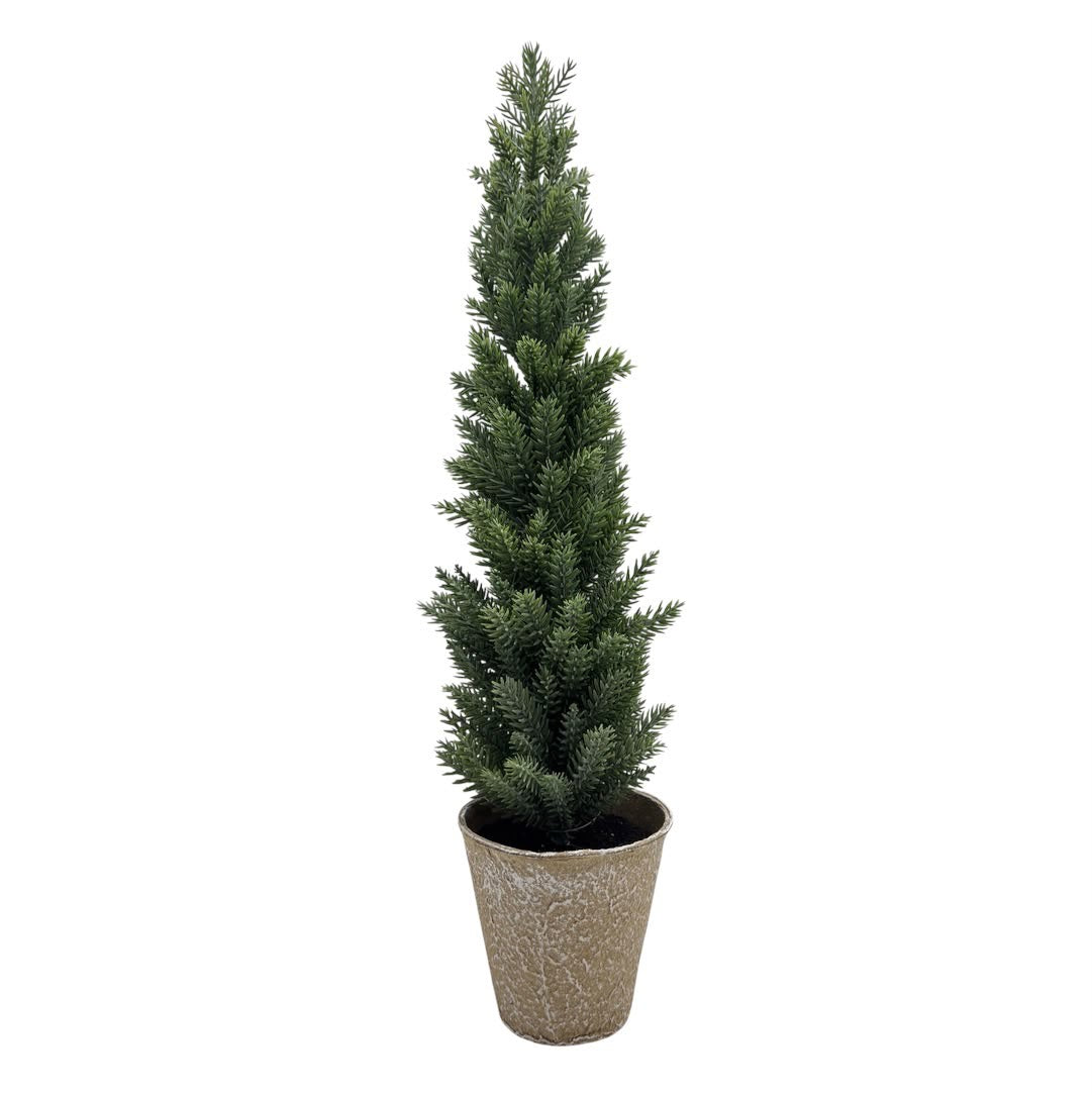 Árbol de Navidad Artificial Verde con Tiesto Beige Frosted | 14.2" & 15.3"