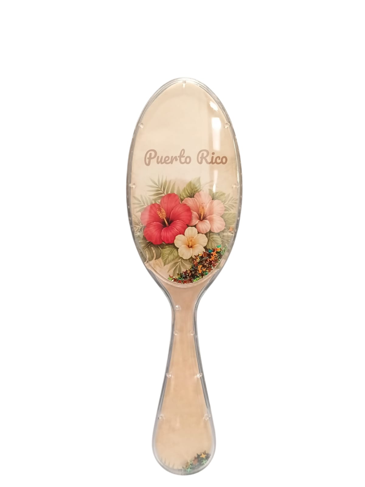 Souvenir - Puerto Rico Hair Brush | Colorful Designs & Glitter Confetti