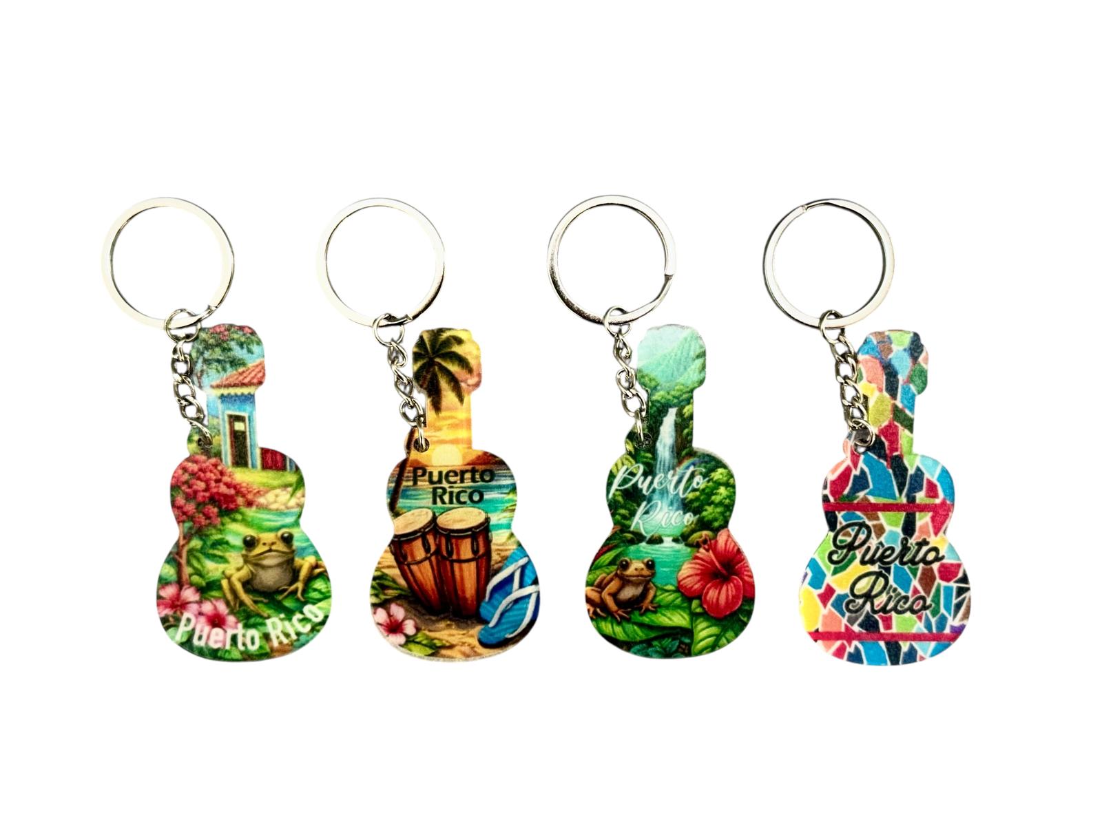 Souvenir - Puerto Rico Guitar Keychain | 4 Styles