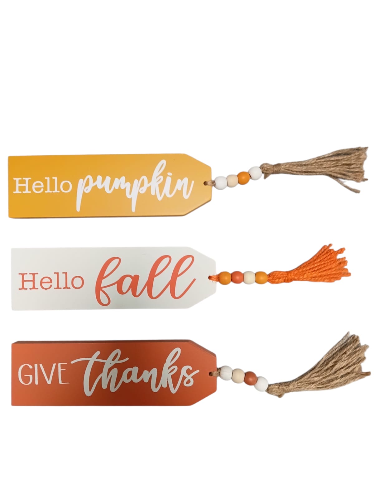 Otoño - Wood Harvest Tag Table Decor 3 Estilos | 7.1" x 2.2"