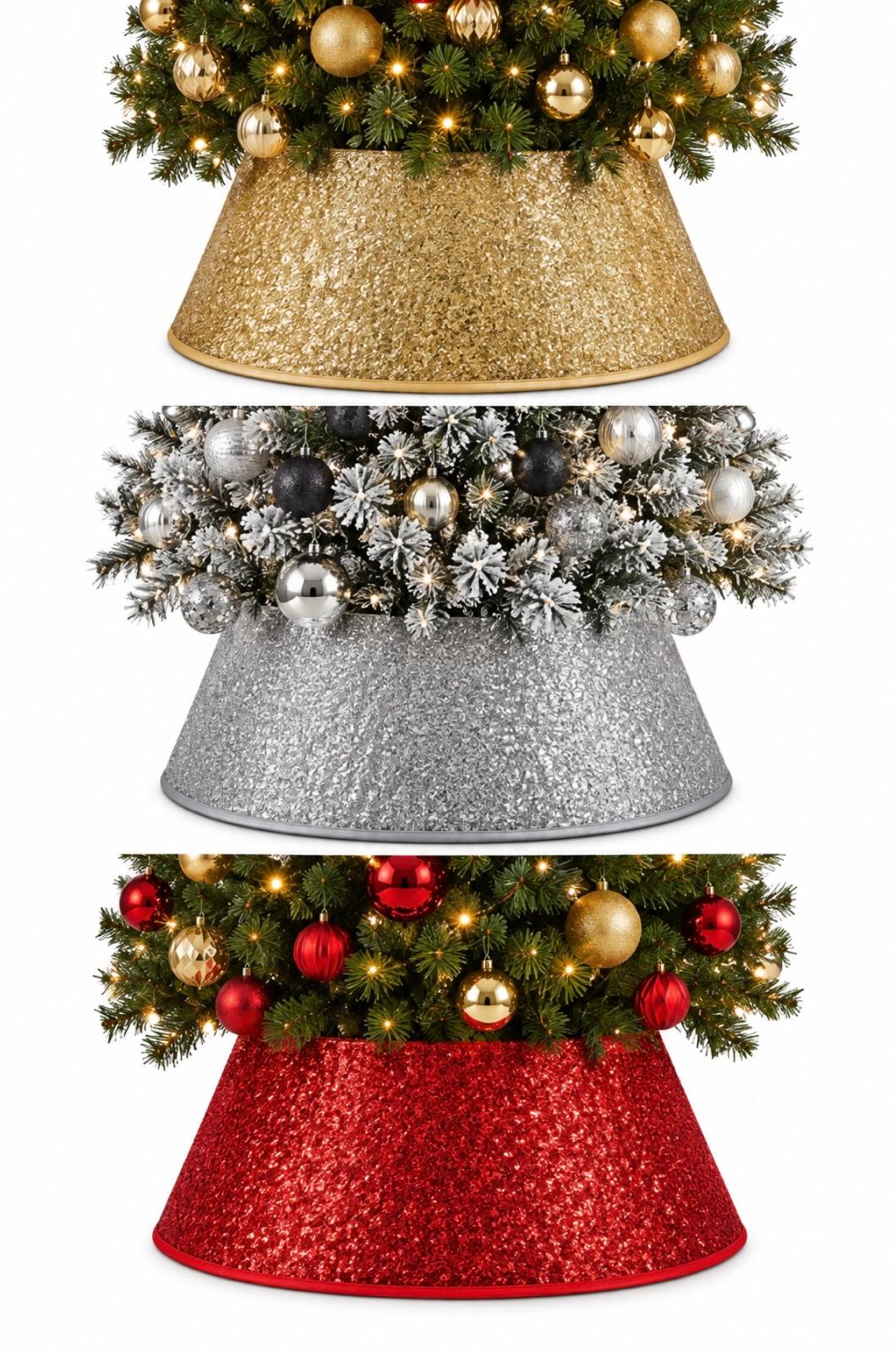 3D Fleece Tree Collar 22" | Acabado Tipo Tinsel (Cubierta para Árbol de Navidad)